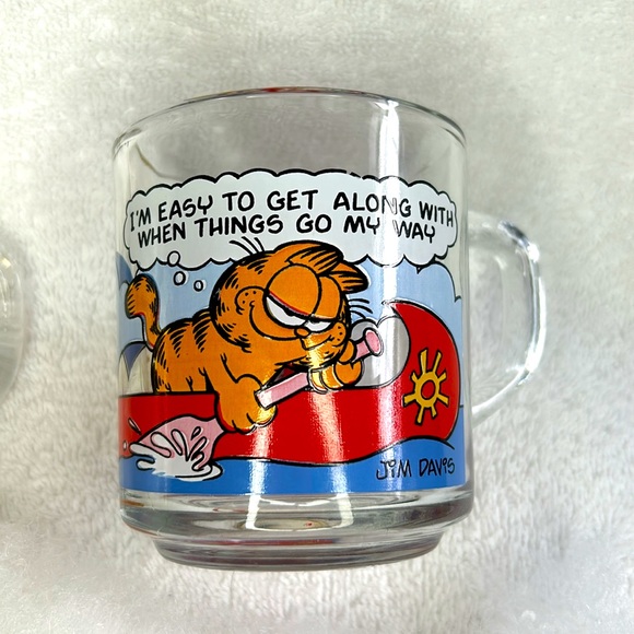 Vintage 1978 McDonald's Set of 4 Garfield/ Odie Glass Cups Mugs Jim Davis Anchor - Picture 4 of 11